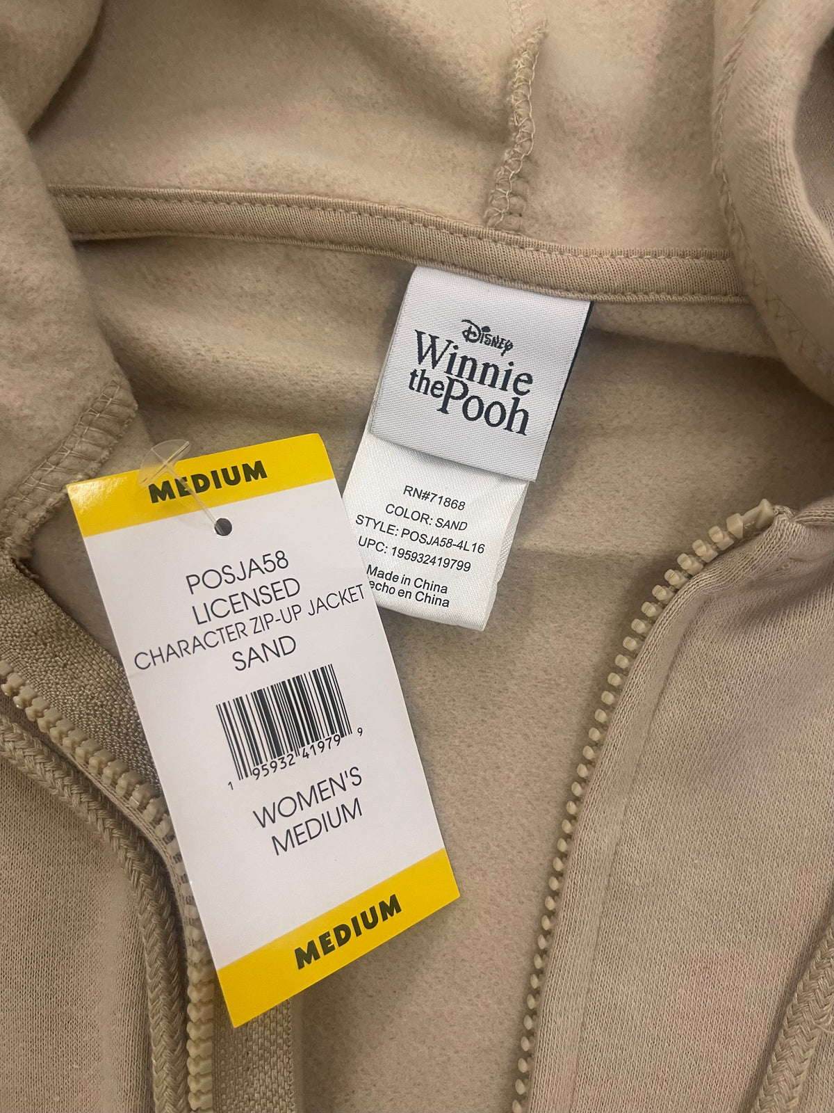 Original Disney Winnie the Pooh Zip-Up Hoodie – Sand