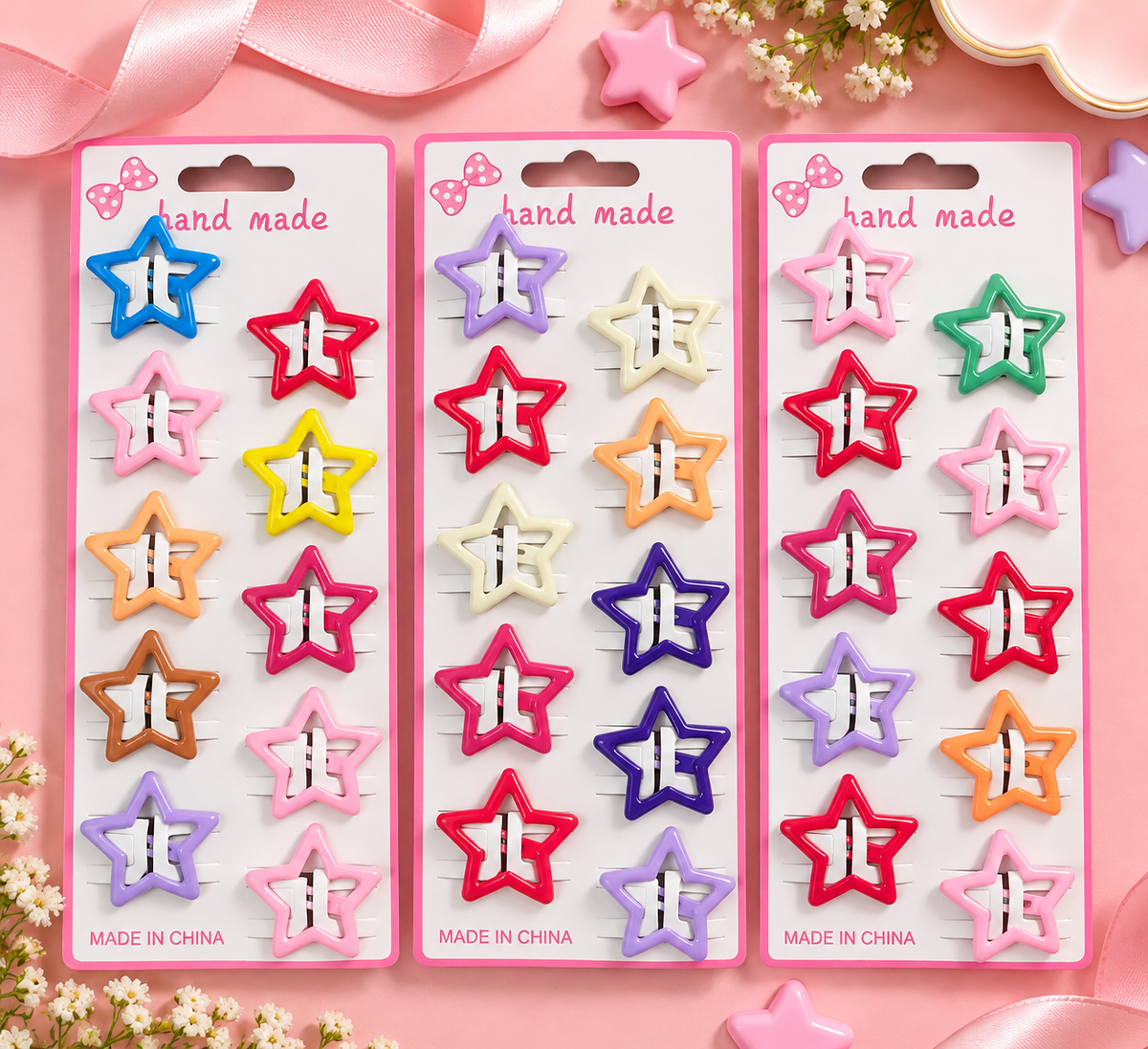 Colorful Star Hair Clips for Girls – 10 Pieces