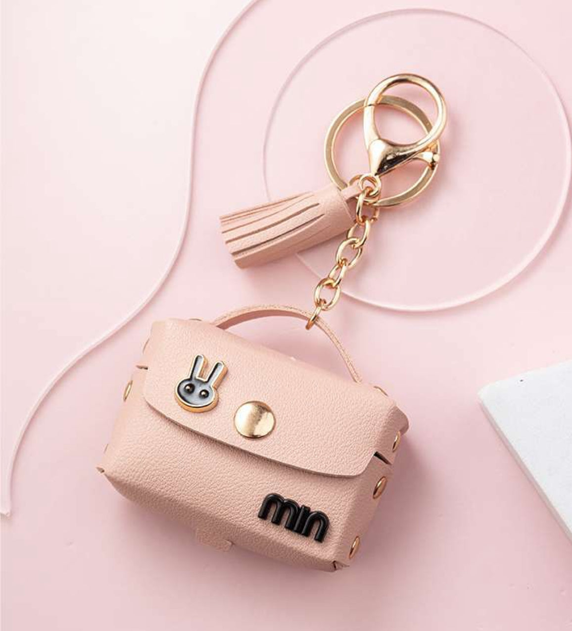 Portable PU Leather Keychain for AirPods 3 Earbuds Case