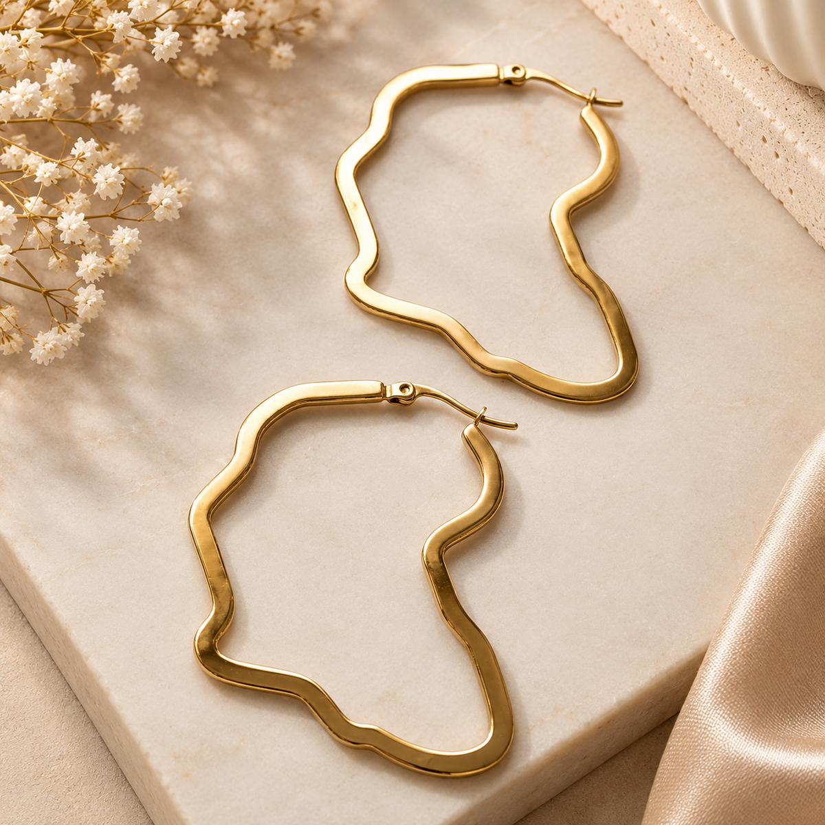 Gold Stainless Steel Statement Hoop Earrings – Multiple Styles