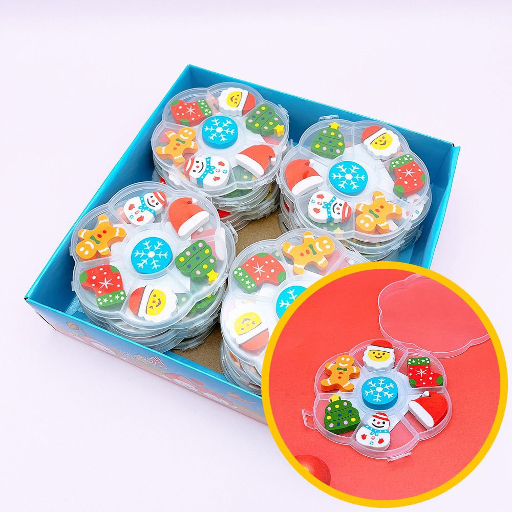 🎄 Christmas Mini Erasers Set – 7 Festive Designs