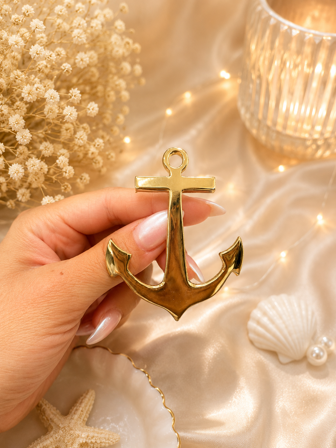 Gold Anchor Brooch – Elegant Nautical Statement