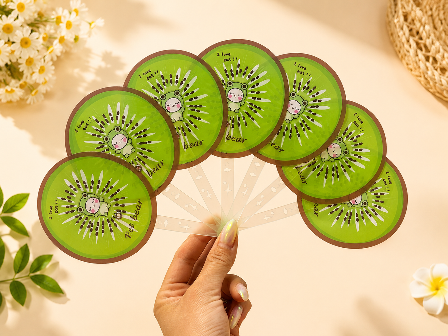 Cute Fruit & Bear Folding Hand Fan for Kids – 6 Fun Designs