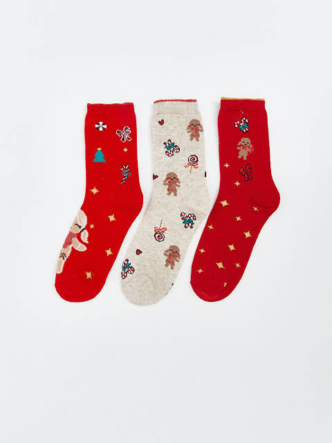 LC Waikiki Girls’ Christmas-Themed Ankle Socks – 3-Pack