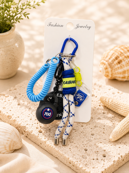 Trendy Multi-Charm Rope Keychain – Fashion Jewelry