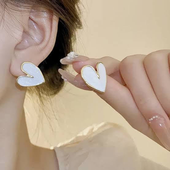 Pearl Heart Stud Earrings – Stainless Steel