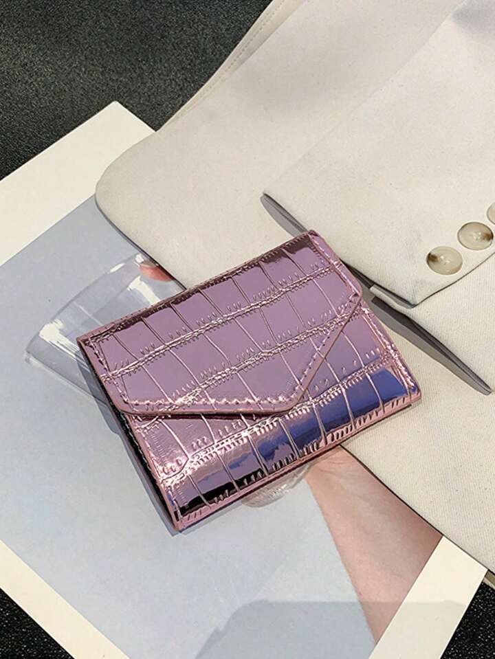 1-Piece Women's Stylish Glossy Crocodile Pattern Wallet, Compact And Exquisite, Easy To Carry, An Excellent Choice For Gifts