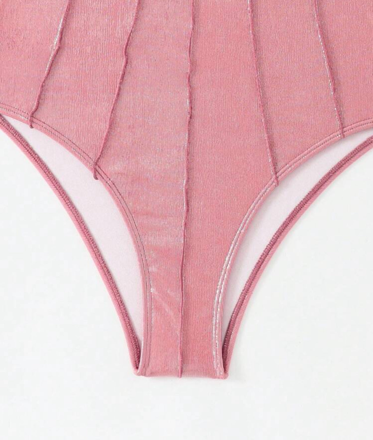 Swim Oasis 2pcs/Set Summer New Shiny Material Shell Decoration Push-Up Women's One-Piece Swimsuit,Pink,70s Retro,Beach Vacation,Holiday,Party,Holiday Bow