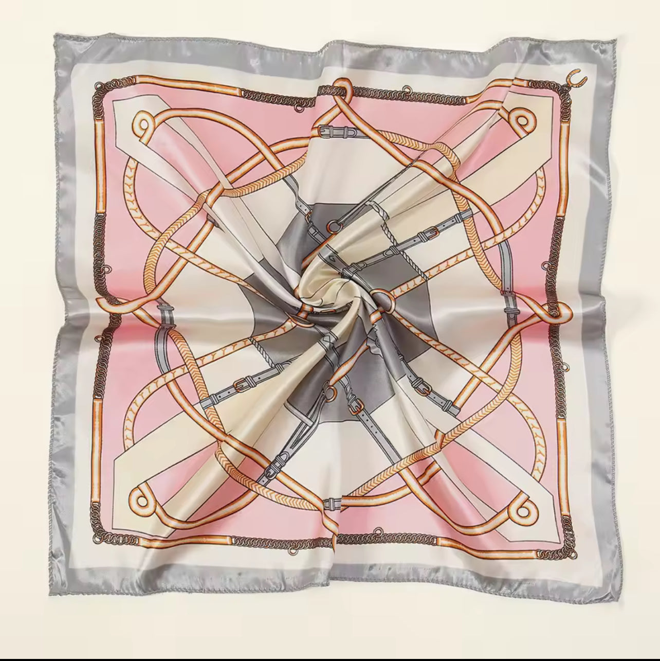 Luxury Satin Printed Scarf – 50×50 cm