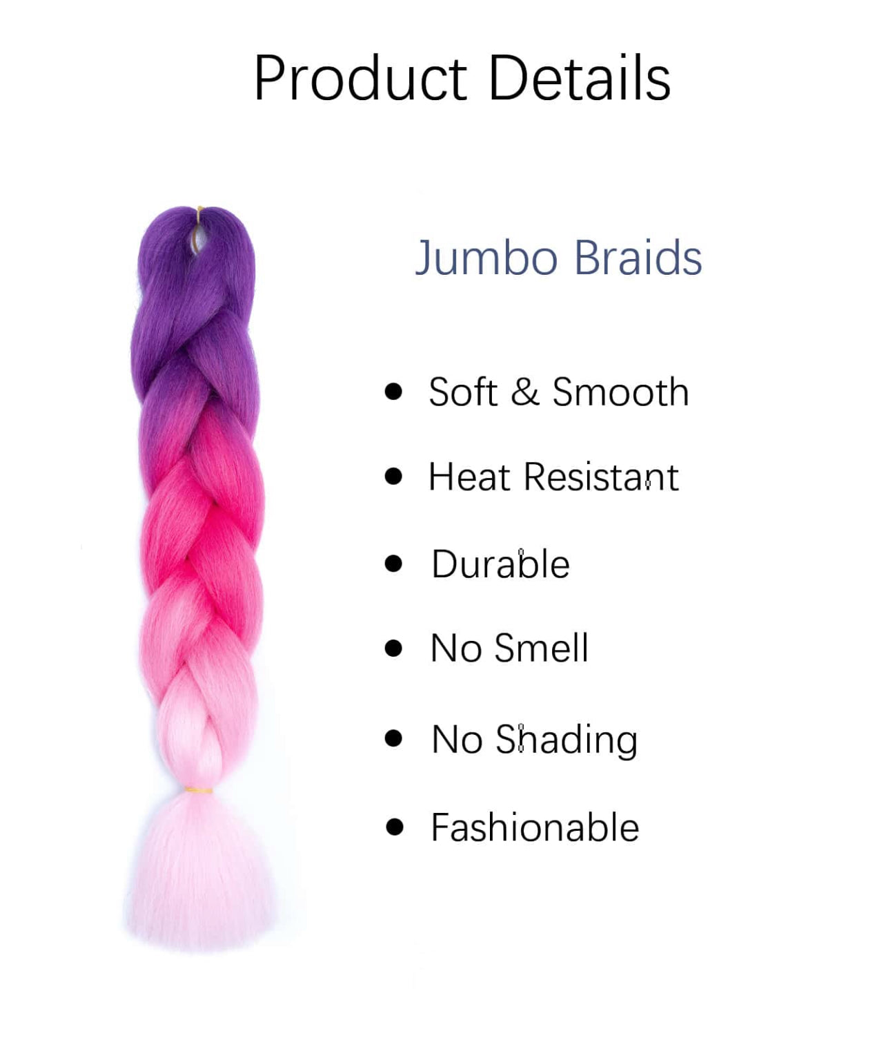 SHEIN Braiding Hair Extensions For Women 100g/Pack 24Inch High Temperature Ombre Jumbo Synthetic Braiding Hair For Twist Crochet Braids