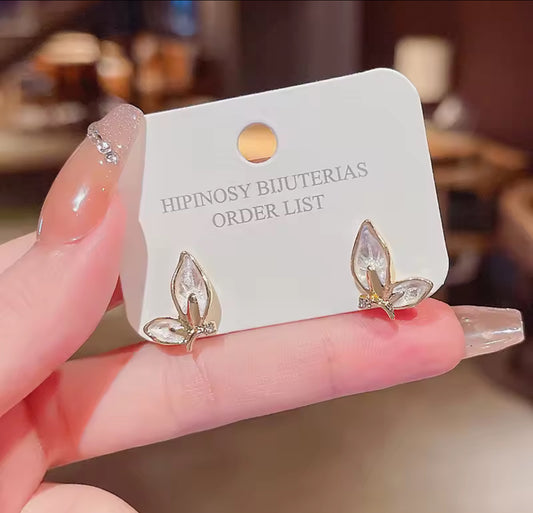 Korean Simple Trend Butterfly Zircon Earrings Fashion Cute Earstud Jewelry Accessories Gifts Trendy Dangle Earrings