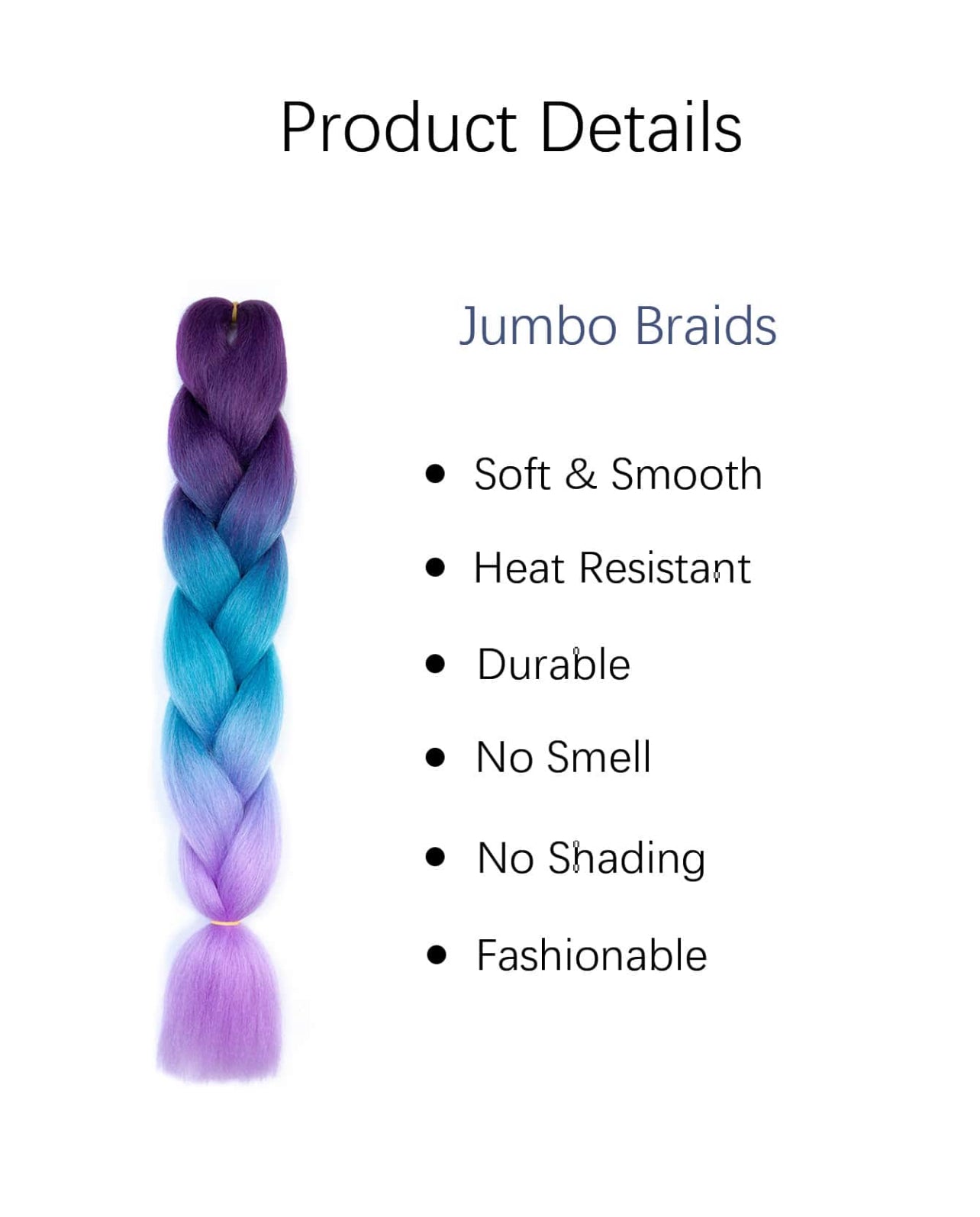 SHEIN Braiding Hair Extensions For Women 100g/Pack 24Inch High Temperature Ombre Jumbo Synthetic Braiding Hair For Twist Crochet Braids
