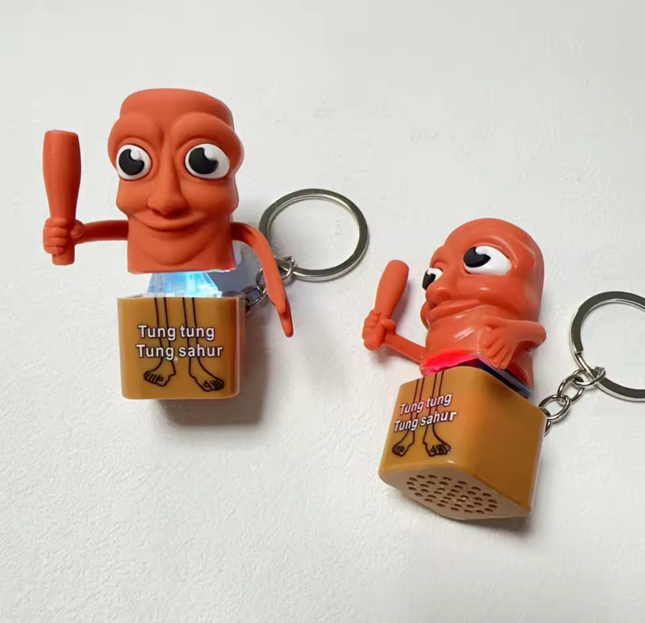 Tung Tung Tung Sahur Keychain Vioce LED Key Press Button Italian Brainrot Tralalero Tralala Shark Bag Pendants Key Accessories