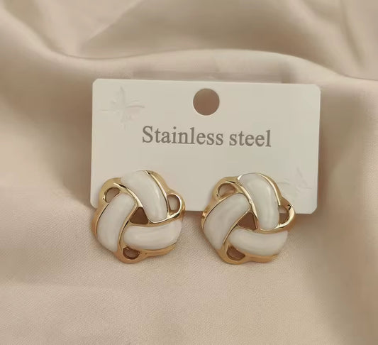 Trendy spiral colorful enamel stainless steel earrings, waterproof and non-fading heavy metal earrings, wedding party gifts