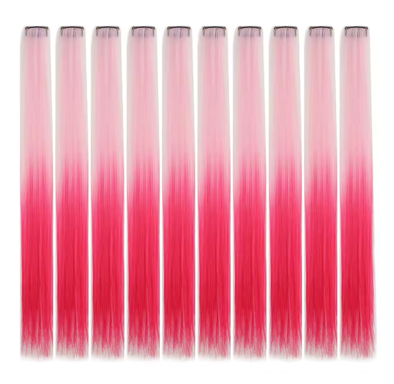 2Pcs Clip in Hair Extensions Synthetic Colored Hair Extensions Party Highlights Long Straight Hairpieces for Women