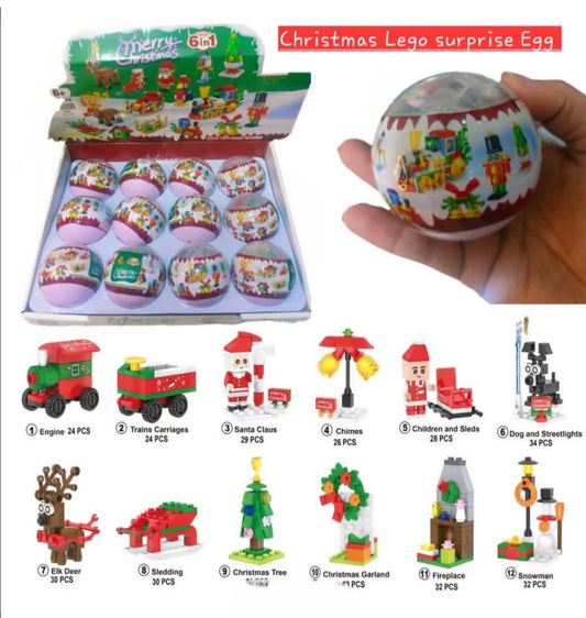 Christmas Surprise Building Ball 6-in-1 Toy Set 🎅 – Mini Lego Blocks Inside (Santa & Reindeer Theme)