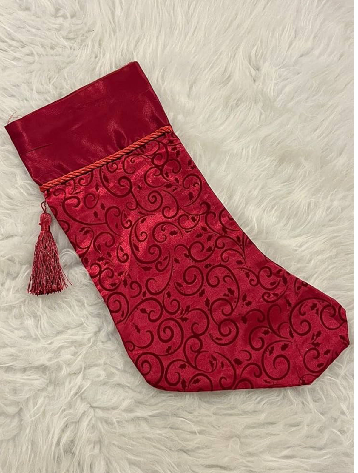 Luxury Red Velvet Christmas Stocking – Classic Holiday Decoration