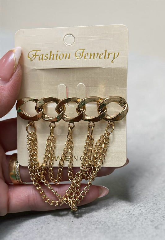 Chunky Gold Chain Link Brooch with Layered Chains – Statement Pin