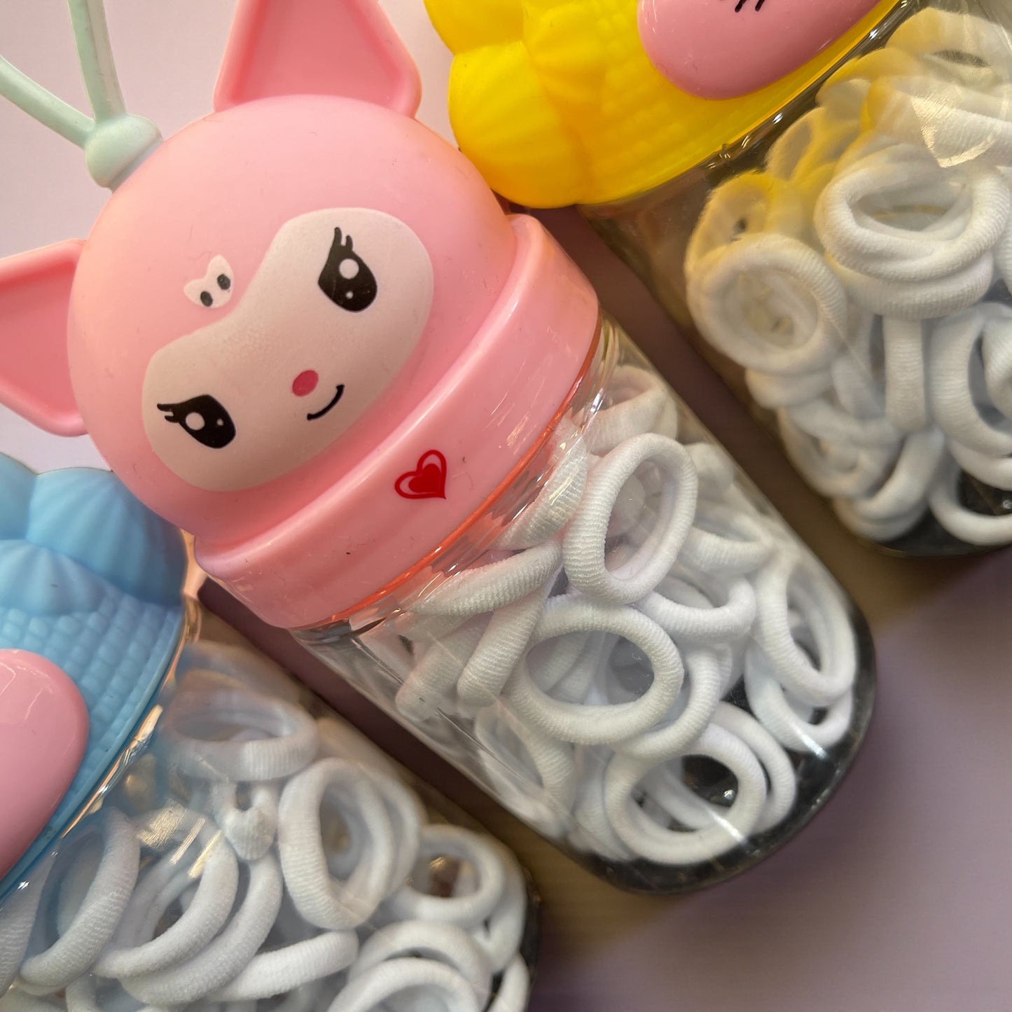 1Pc Cartoon Cat Bottled Children's Hair Accessories White Pull Constant Hair Band Baby Pony Tail Hair Ties - Random Color & Shape