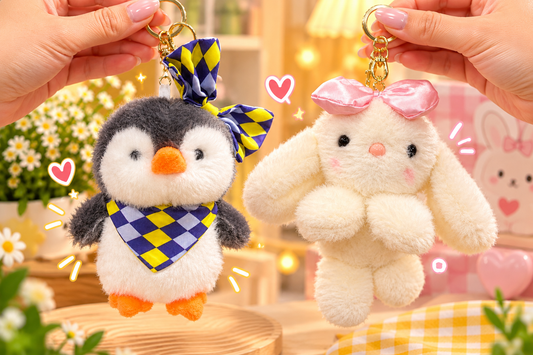 Cute Plush Keychain – Penguin & Bunny Styles | Soft Bag Charm