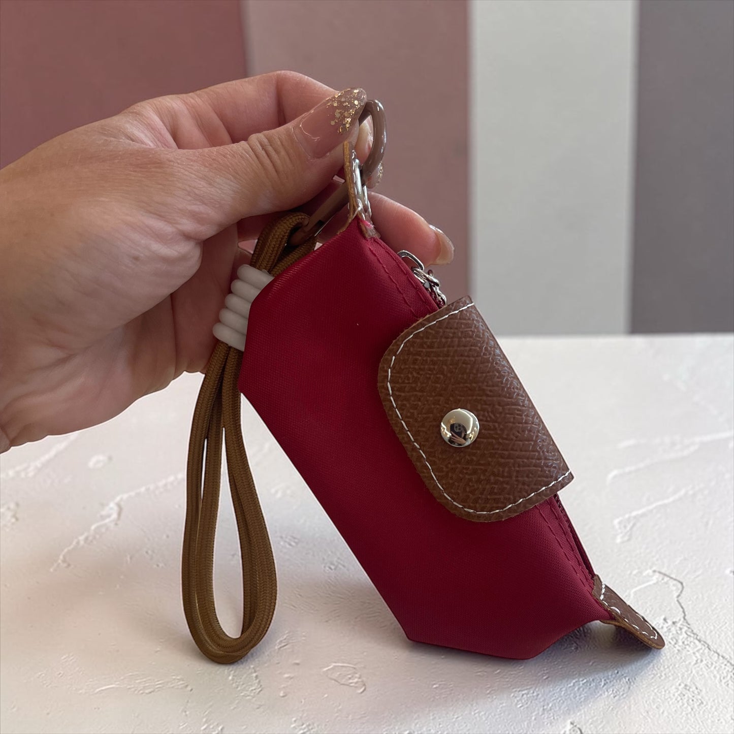 Lightweight Mini Long champ Ins Style PU Leather/Nylon Dumpling Bun Bag New Innovative Small Money Lipstick Earphone Storage
Bag