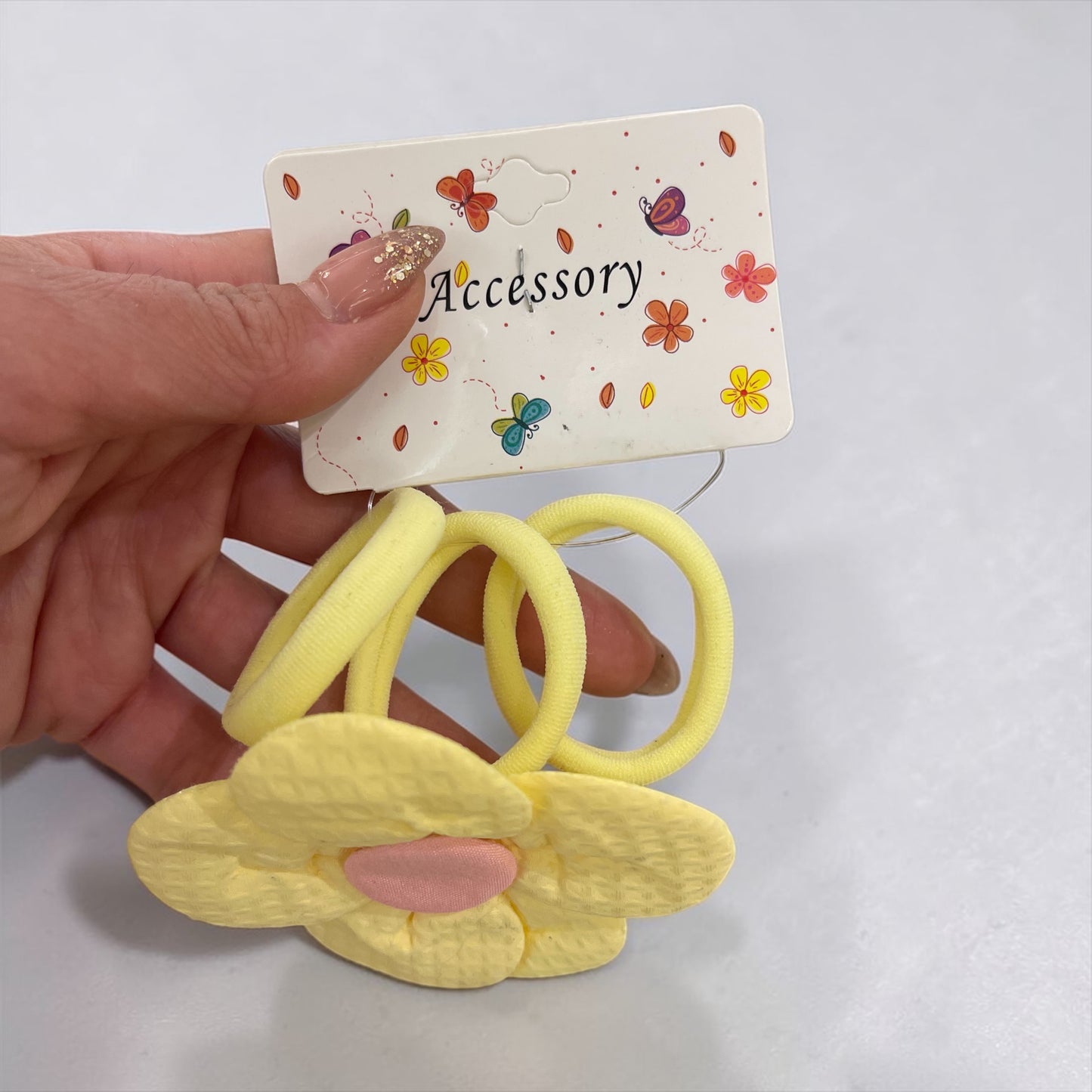 3Pcs Cute Daisy Flower Hair Ties Set – Soft Pastel Elastic Hair Bands for Girls