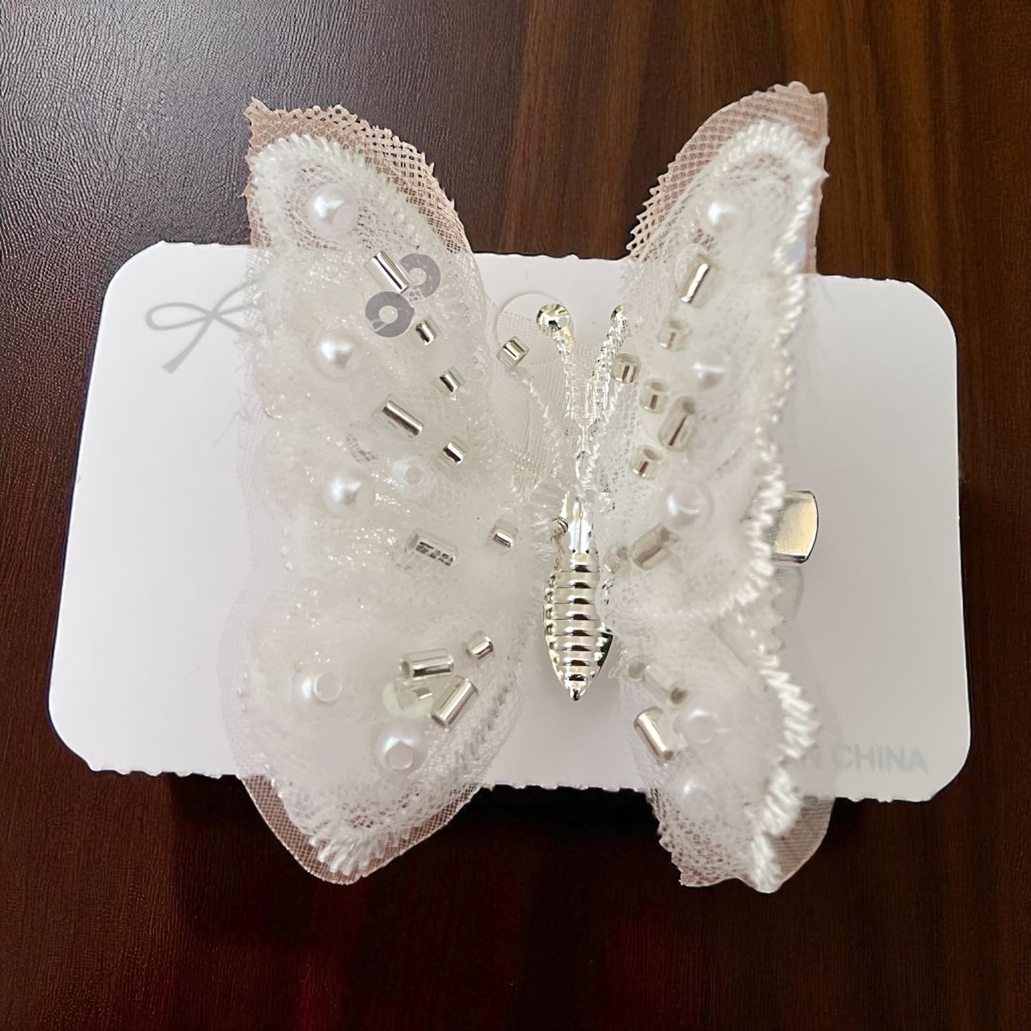 1Pc white Back to School butterfly hair clips moving wings