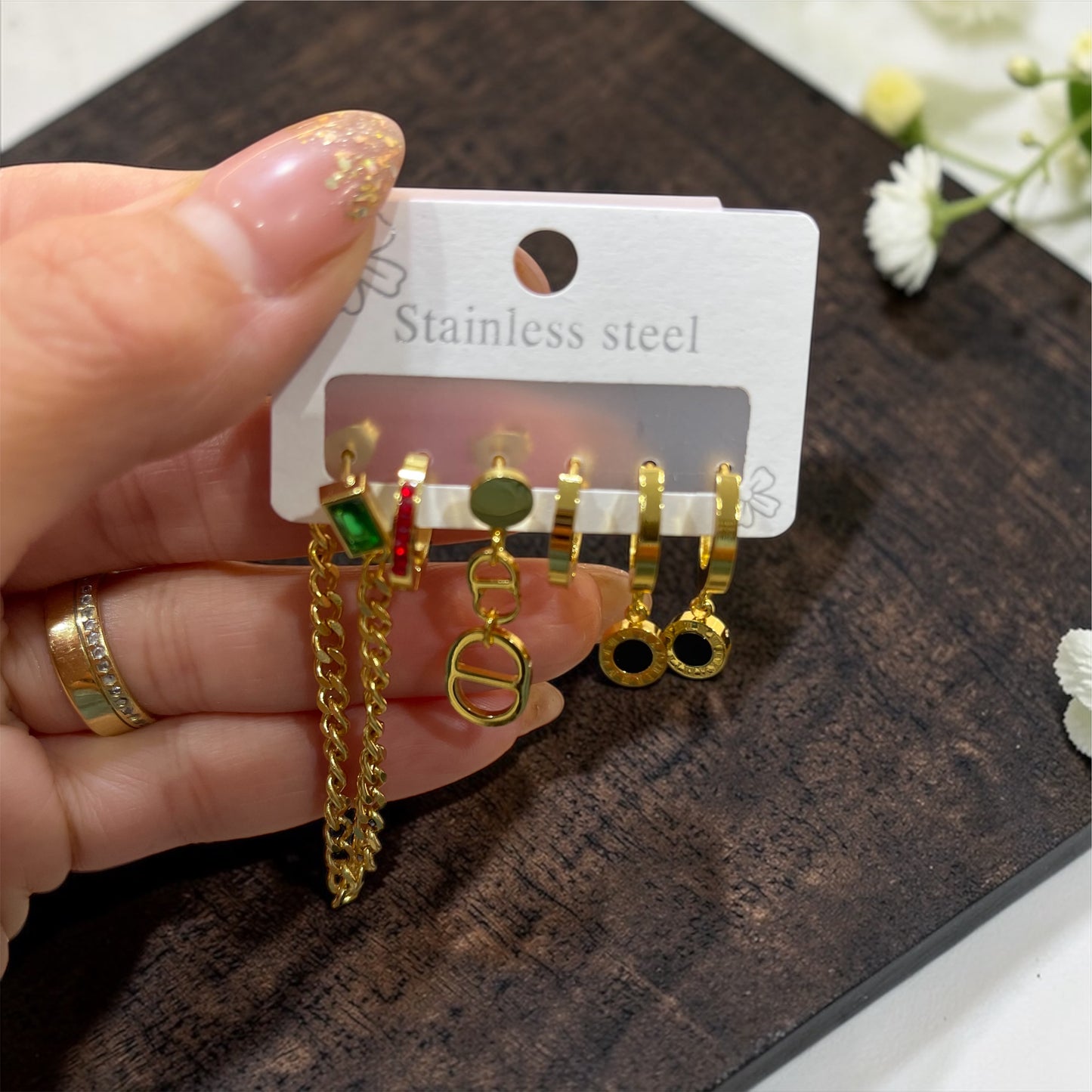 316L Stainless Steel 6 Pieces Colorful Zircon Tassels Earrings For Women New Fashion Jewelry Gifts