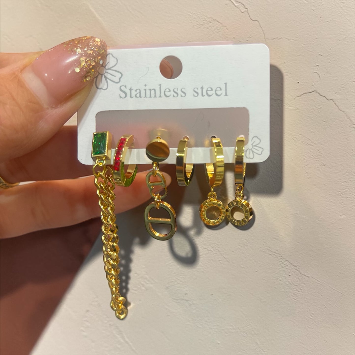 316L Stainless Steel 6 Pieces Colorful Zircon Tassels Earrings For Women New Fashion Jewelry Gifts