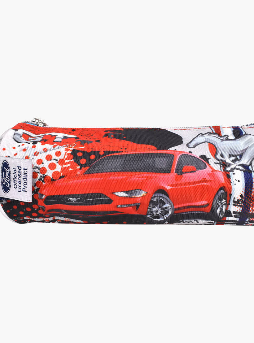 Mustang Printed Round Pencil Case
