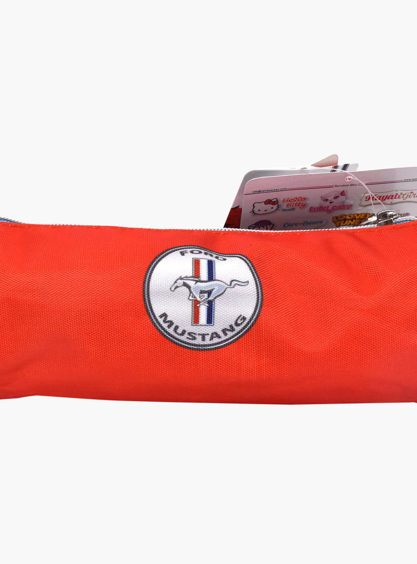 Mustang Printed Round Pencil Case