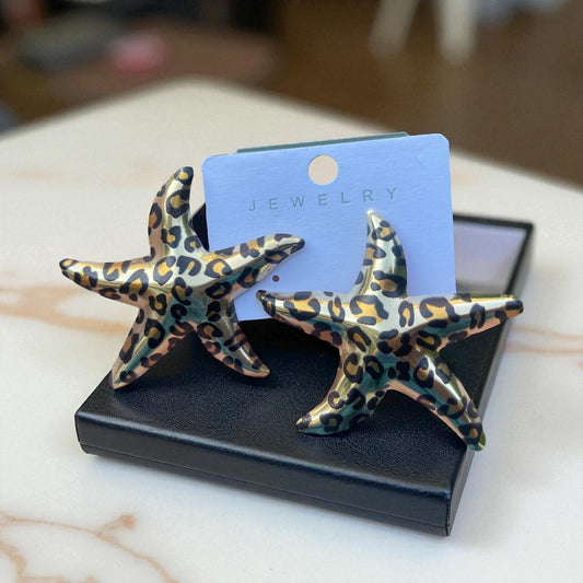 Leopard Print Trending Starfish Earrings