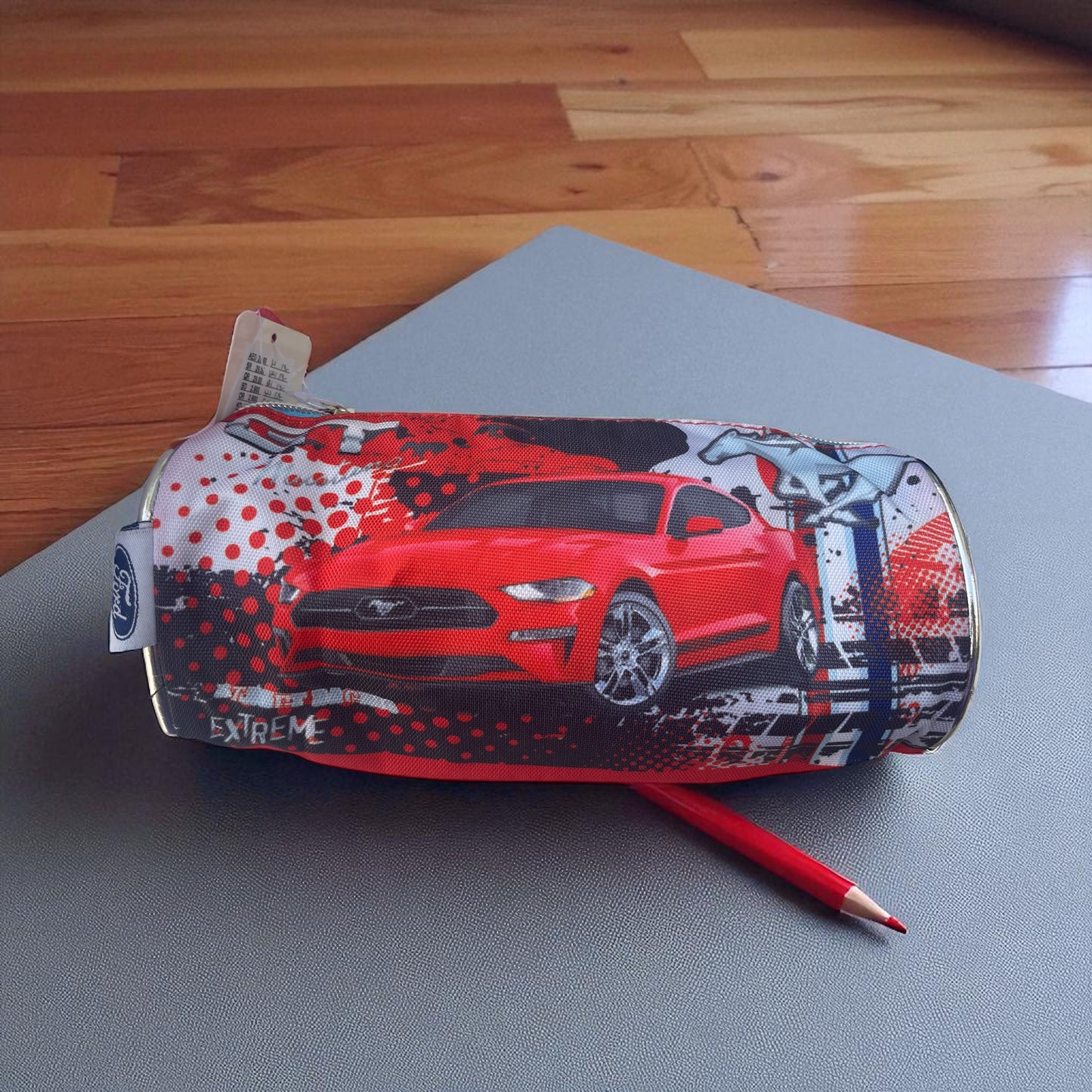 Mustang Printed Round Pencil Case