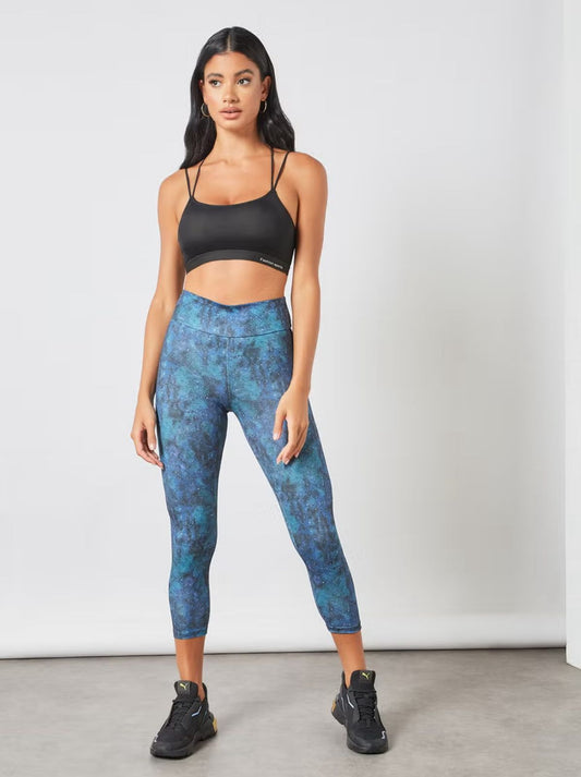 Women's High Rise Sports Training Workout Stretch Leggings With Elastic Waist and All Over Print Multicolour