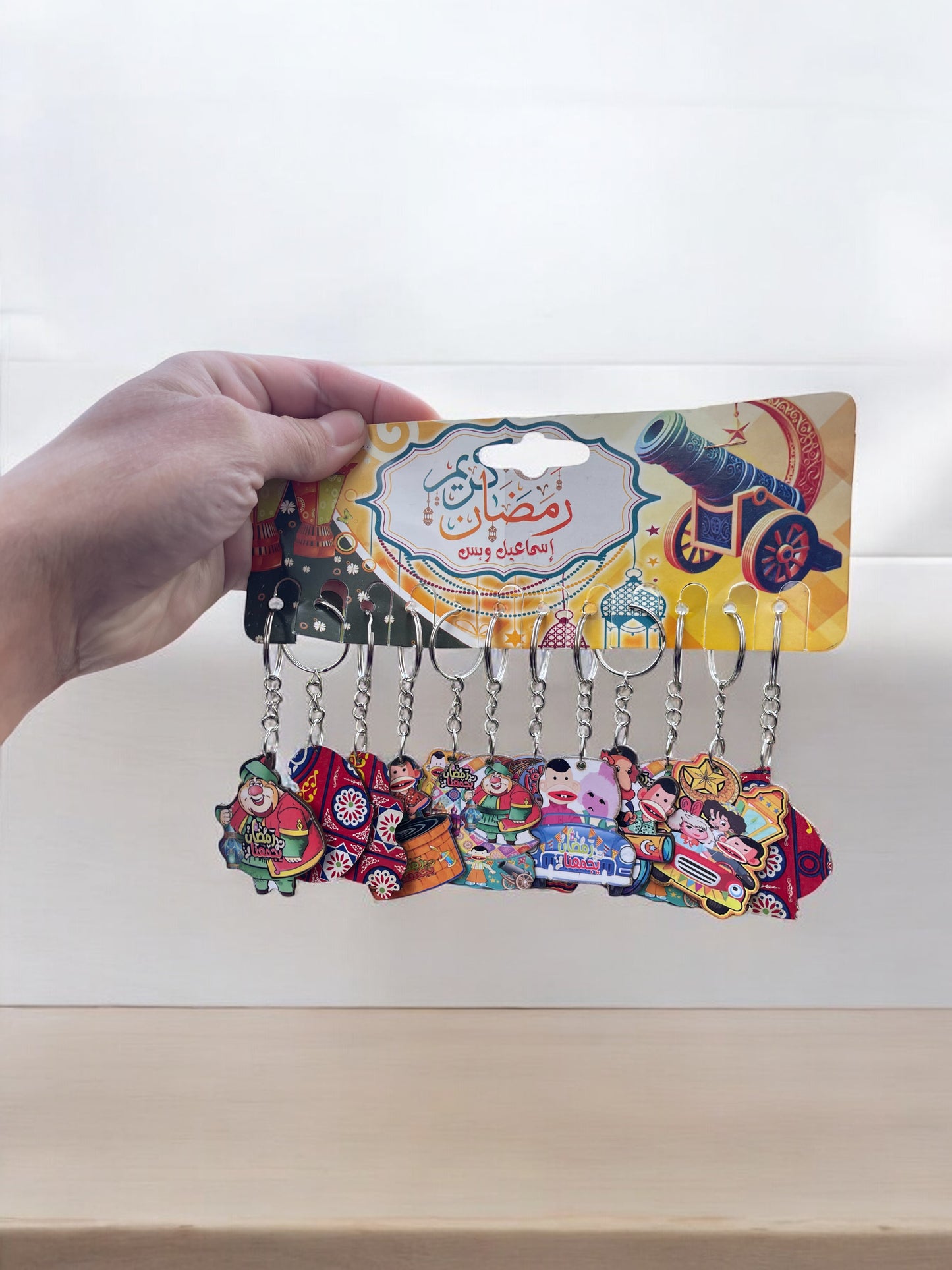 12PCs Ramadan Figures Gift Wooden Keychain