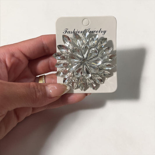 Handmade Crystal Flower Brooch – Statement Rhinestone Pin