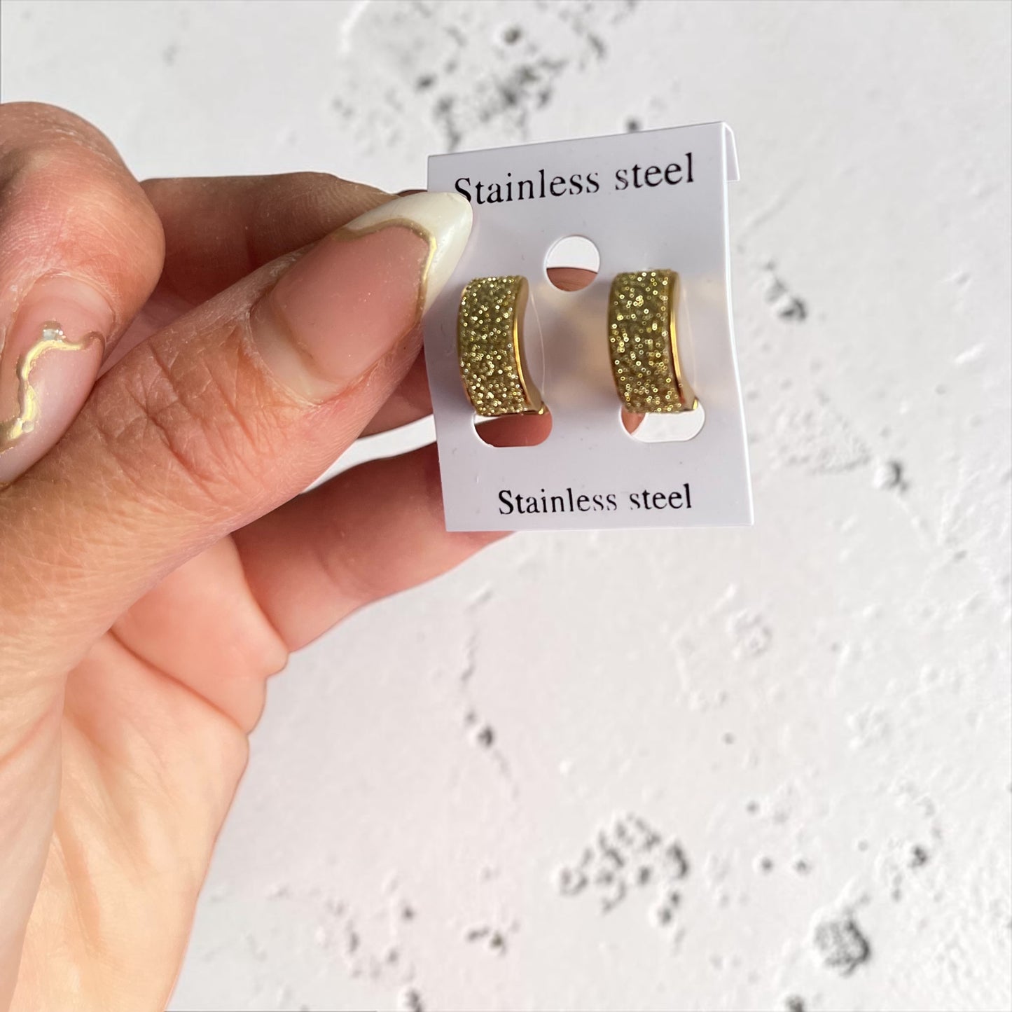 Golden stainless steel Glitter Hoop Earrings