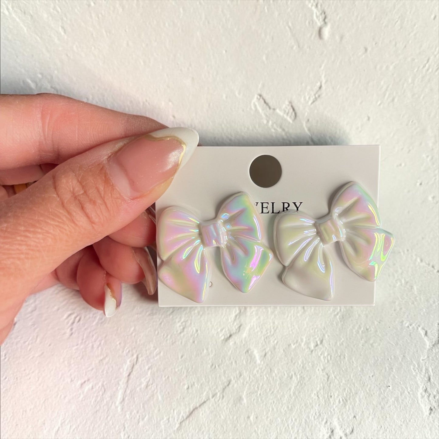 Glossy Bow Stud Earrings