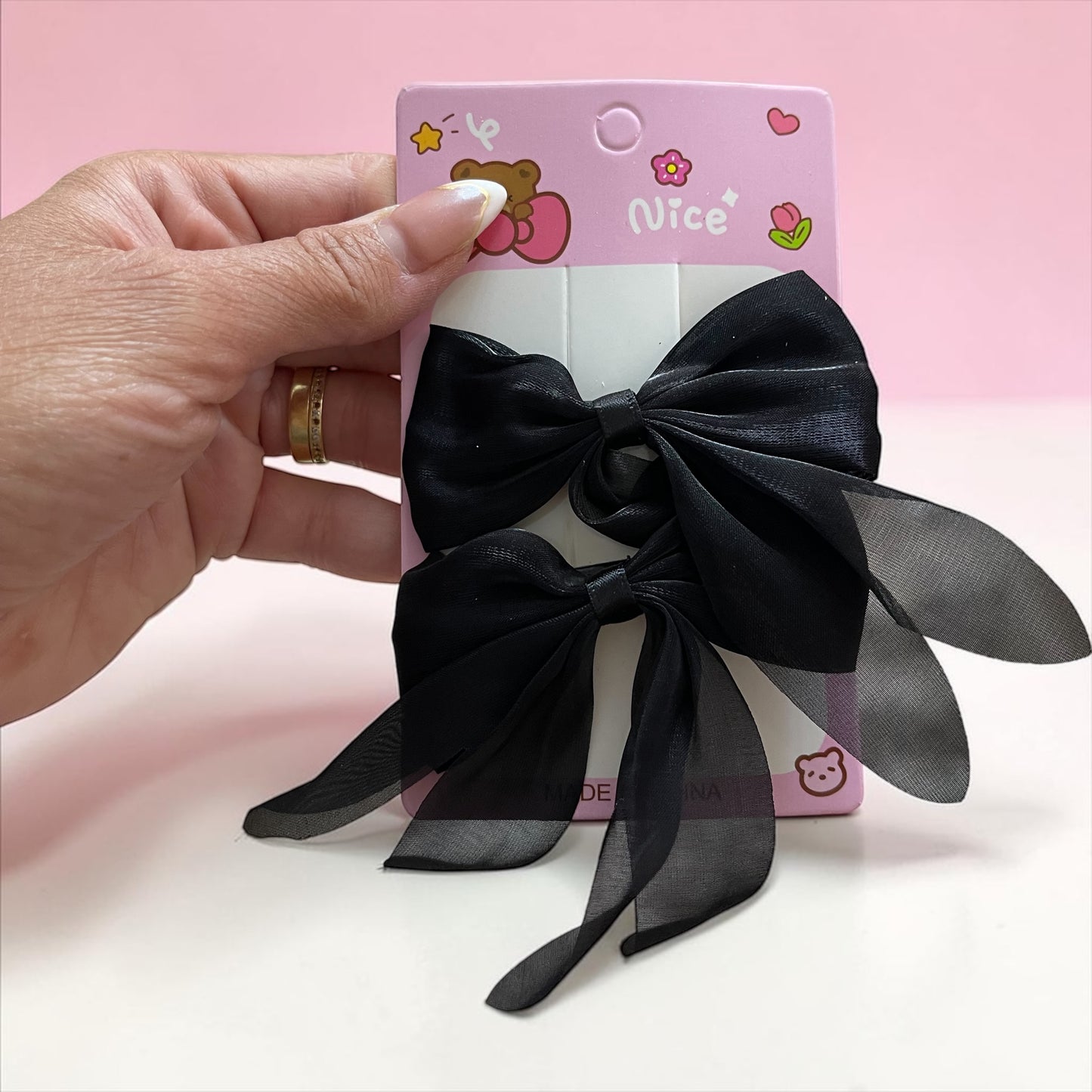 2pcs Organza Hair Bow Clips