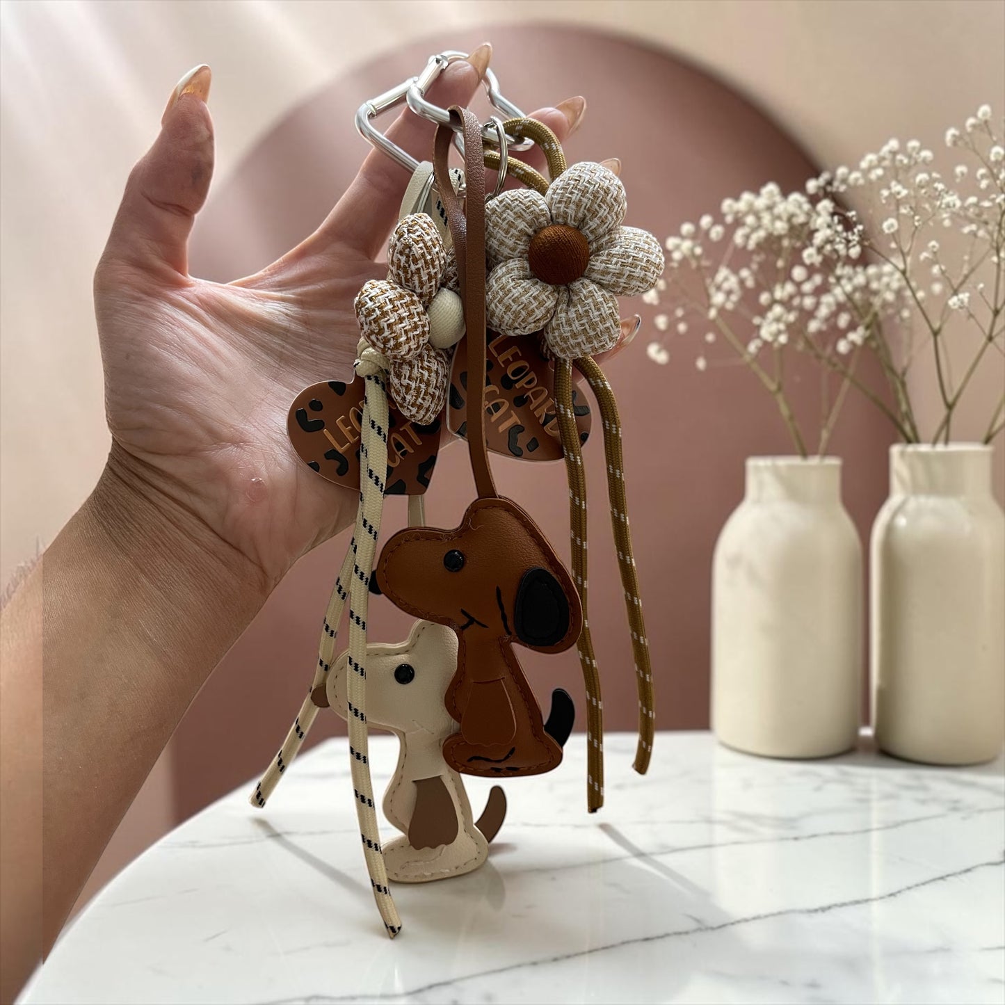 Daisy Puppy Bag Charm Keychain