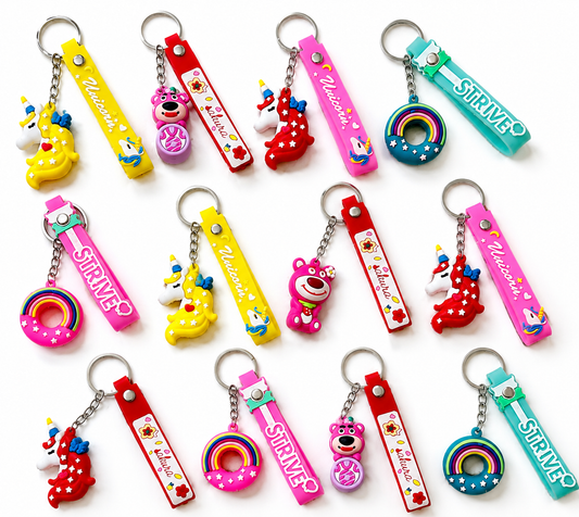 12Pcs Cute Cartoon Keychain Set for Party Favors & Gifts