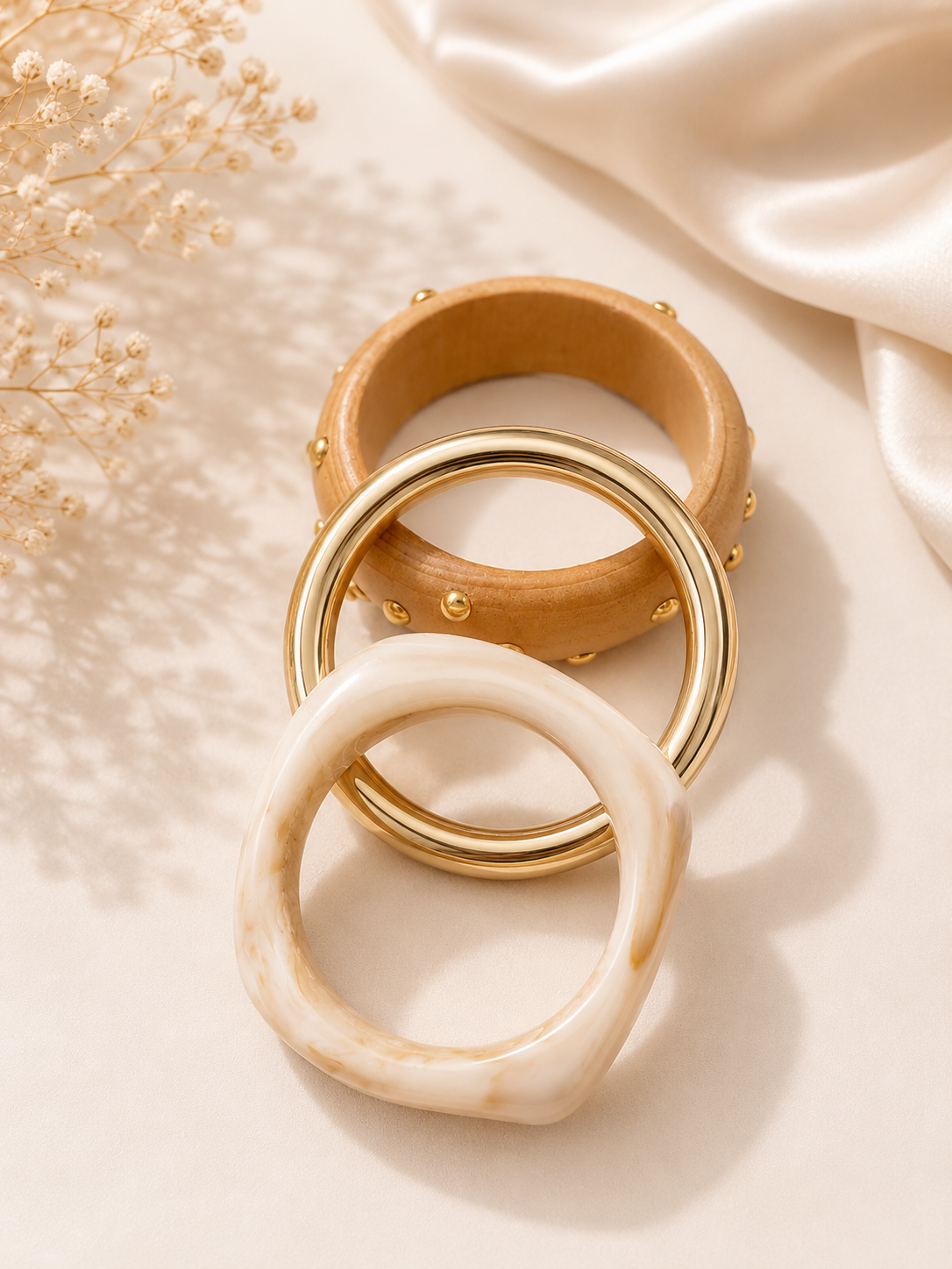 Luxe Mixed Texture Statement Bangles Set