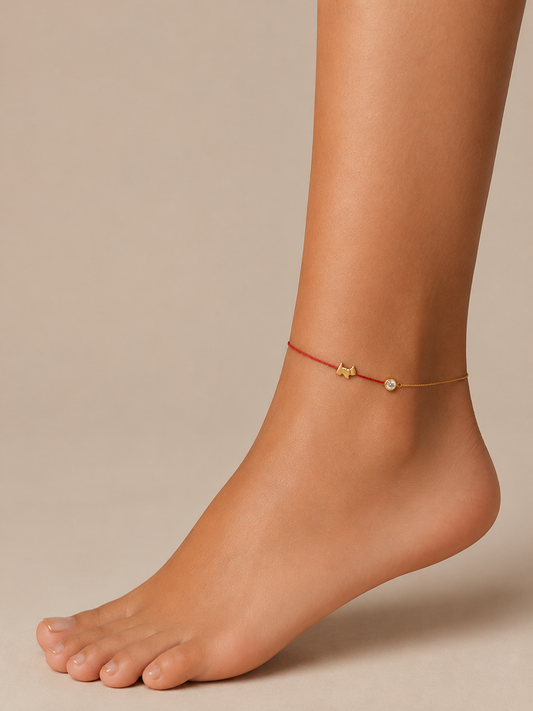 Minimalist Trending Red String Gold Anklet