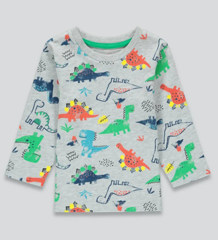 Matalan Cotton Boys Long Sleeve Dinosaur T-Shirt (9mths)
