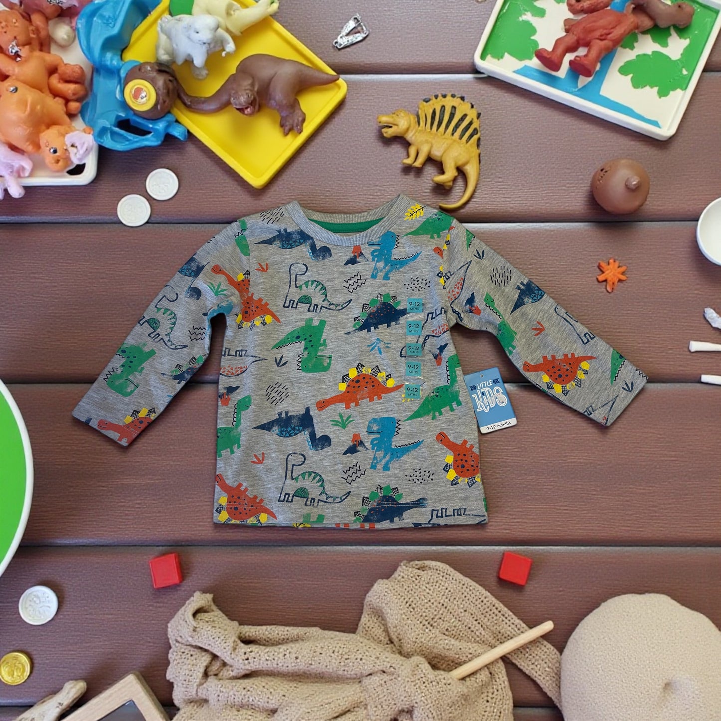 Matalan Cotton Boys Long Sleeve Dinosaur T-Shirt (9mths)