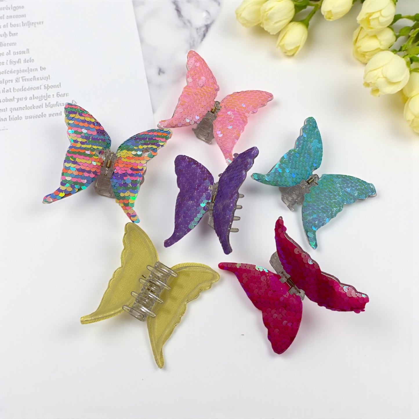 Sequin Butterfly Hair Claw Clip