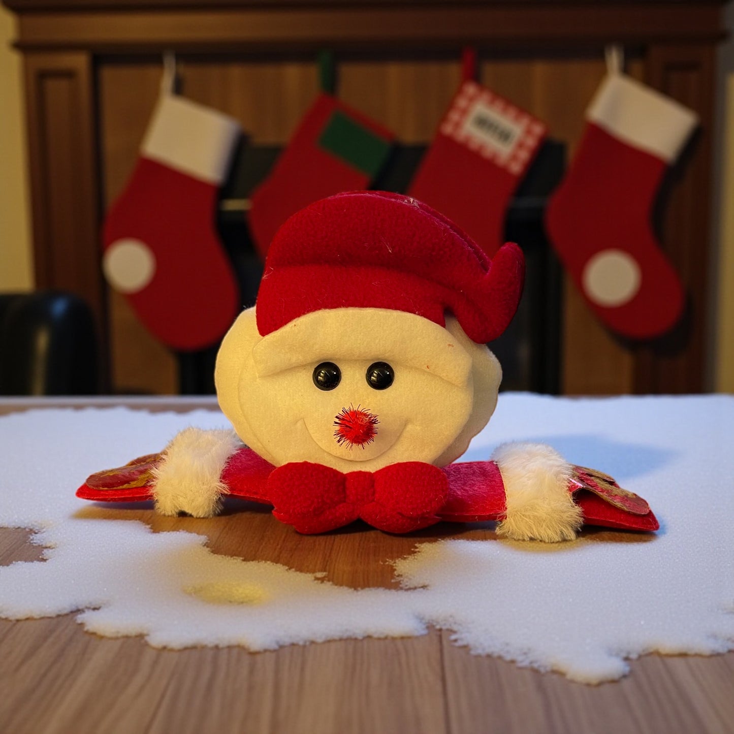 Soft Christmas Snowman Topper Decoration – Double-Face Plush for Jars, Coffee Machines & Centerpieces