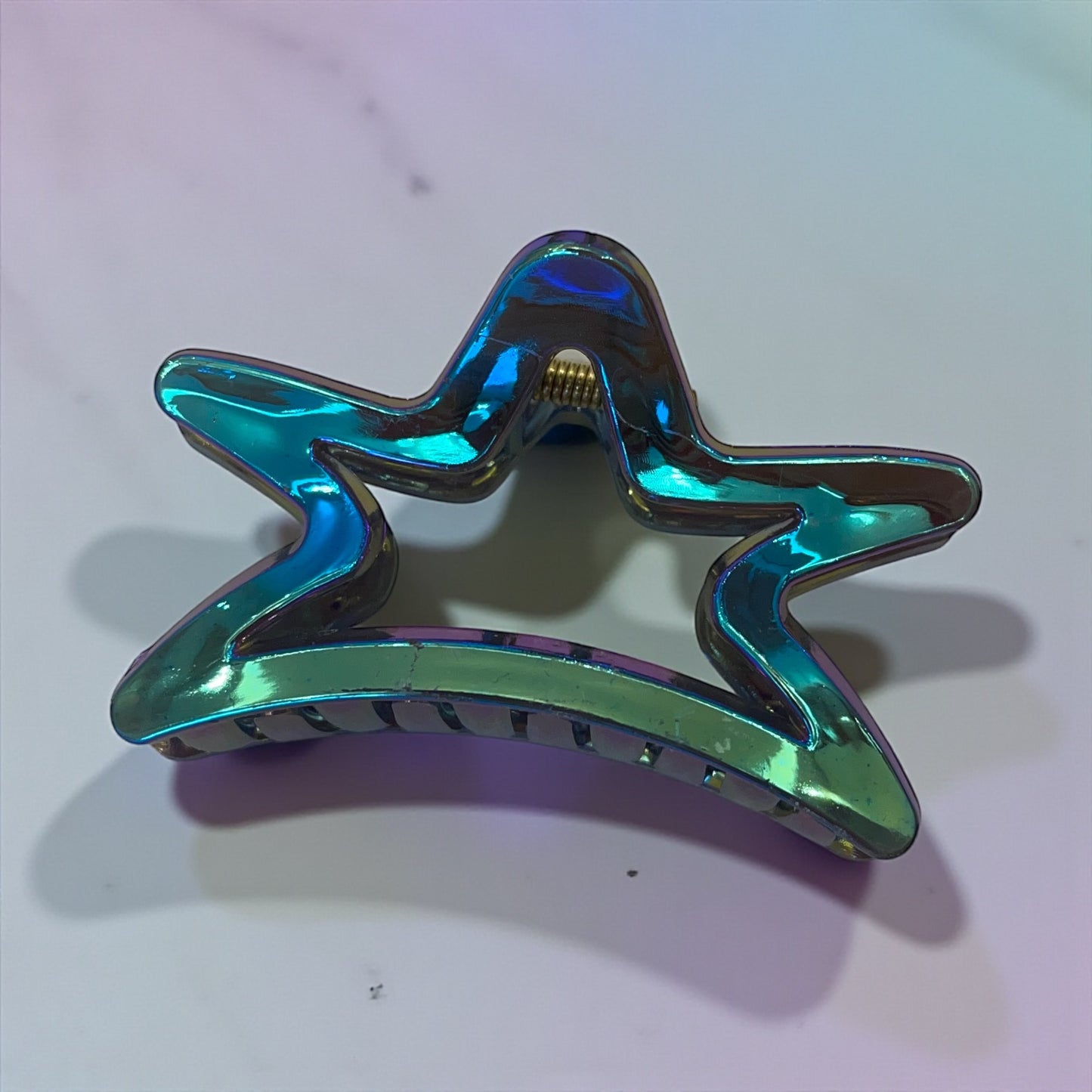 1pc starry colorful PVC hollow hair grab large size hair clip grab clip shark clip.