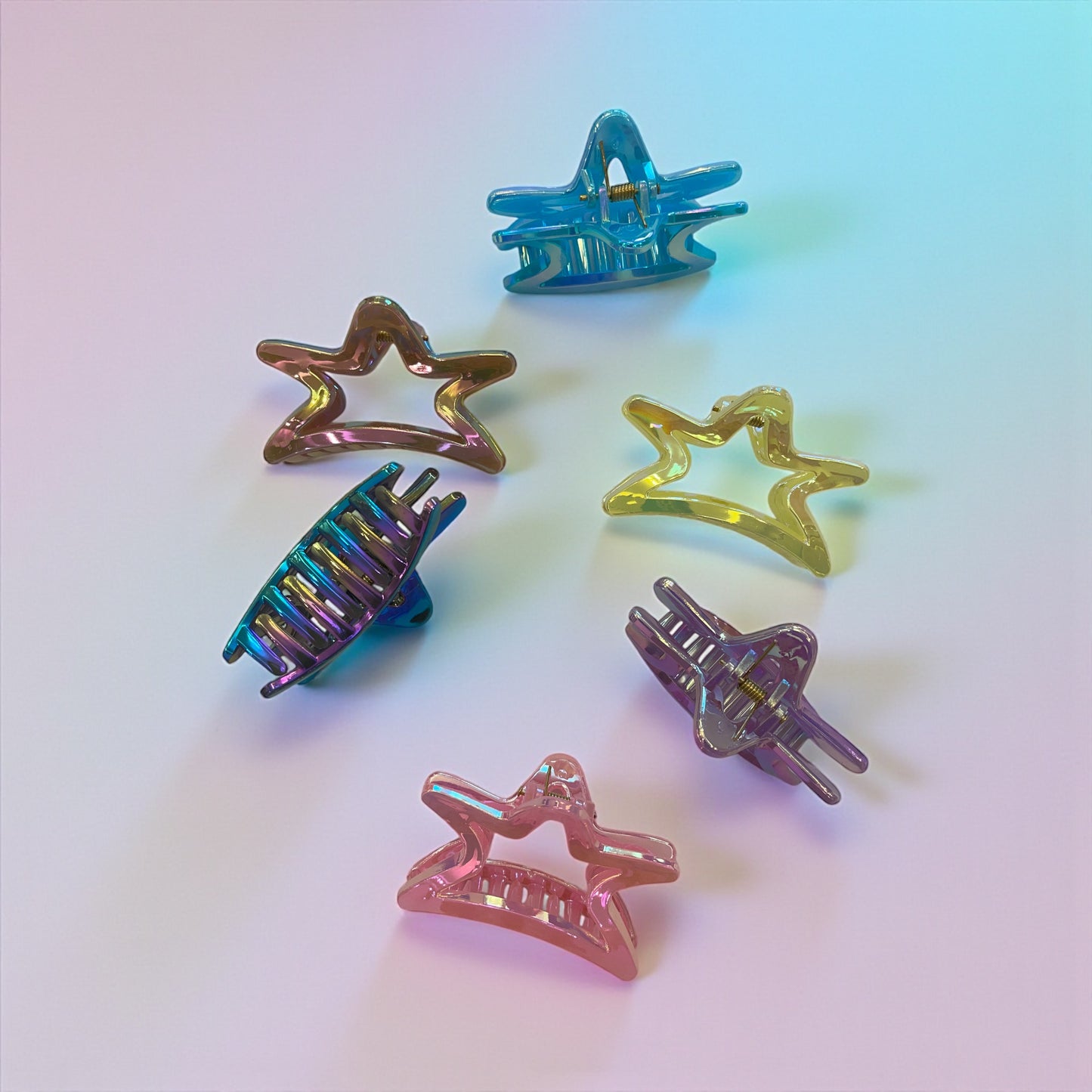 1pc starry colorful PVC hollow hair grab large size hair clip grab clip shark clip.