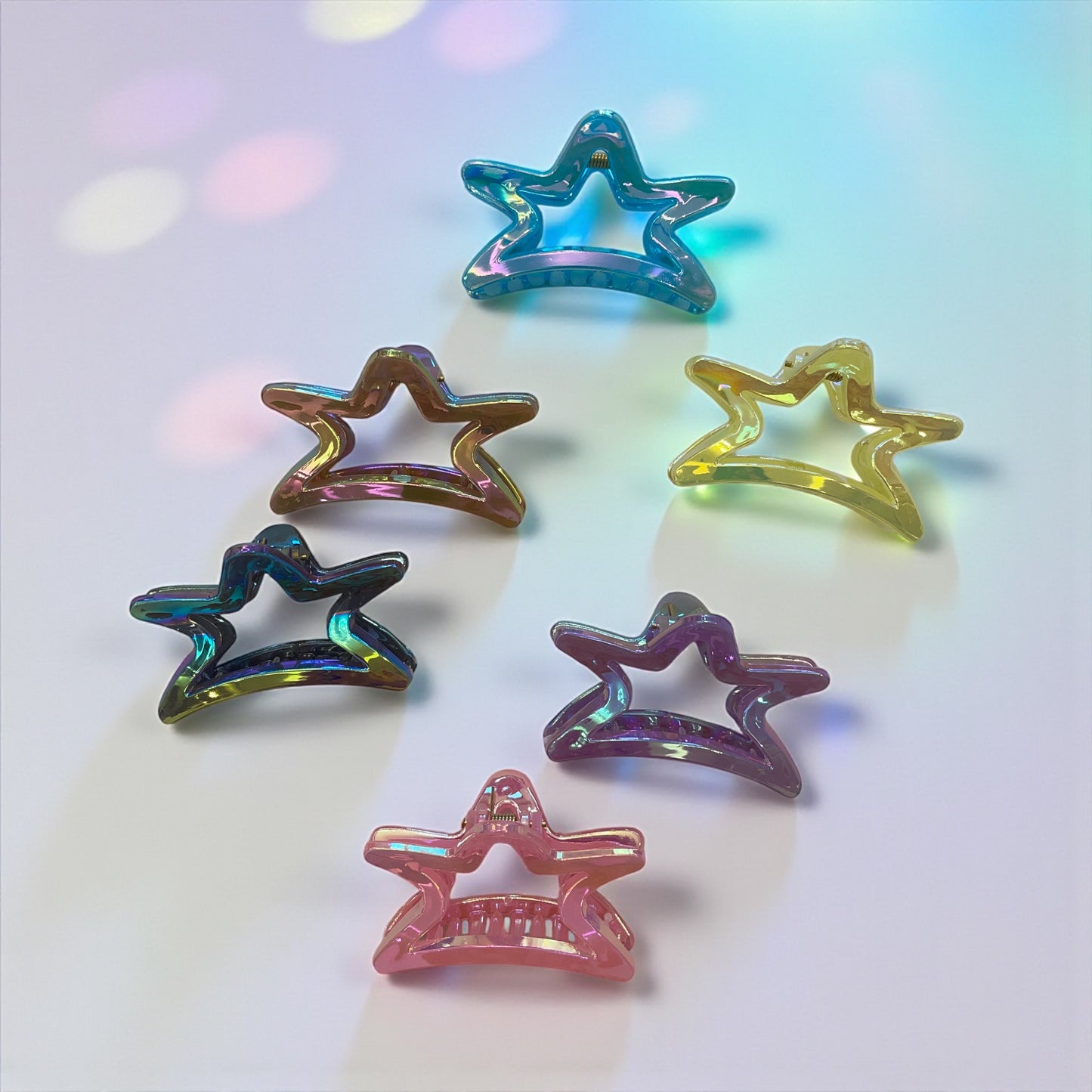 1pc starry colorful PVC hollow hair grab large size hair clip grab clip shark clip.